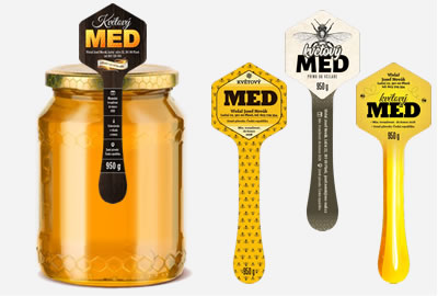 Etikety na med šesťhranné s pečatnou páskou