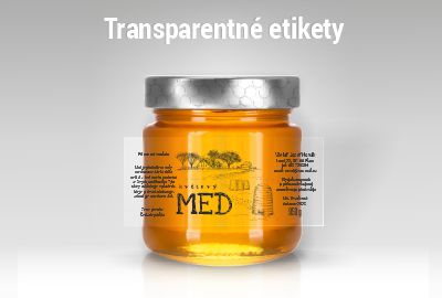 Transparentné etikety na med 104x46mm - tlač čiernu