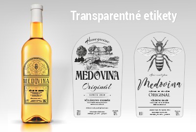 Transparentné etikety na medovinu zaoblené 68x114mm - tlač čiernu