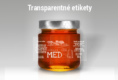 Transparentné etikety na med 104x46mm - tlač bielu