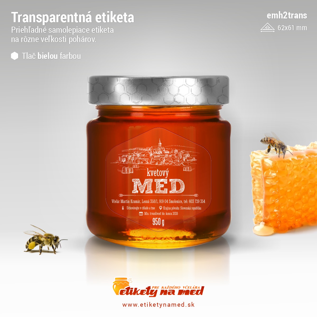 Transparentn&aacute; etiketa &ndash; biela farba - emh2trans-bw 10