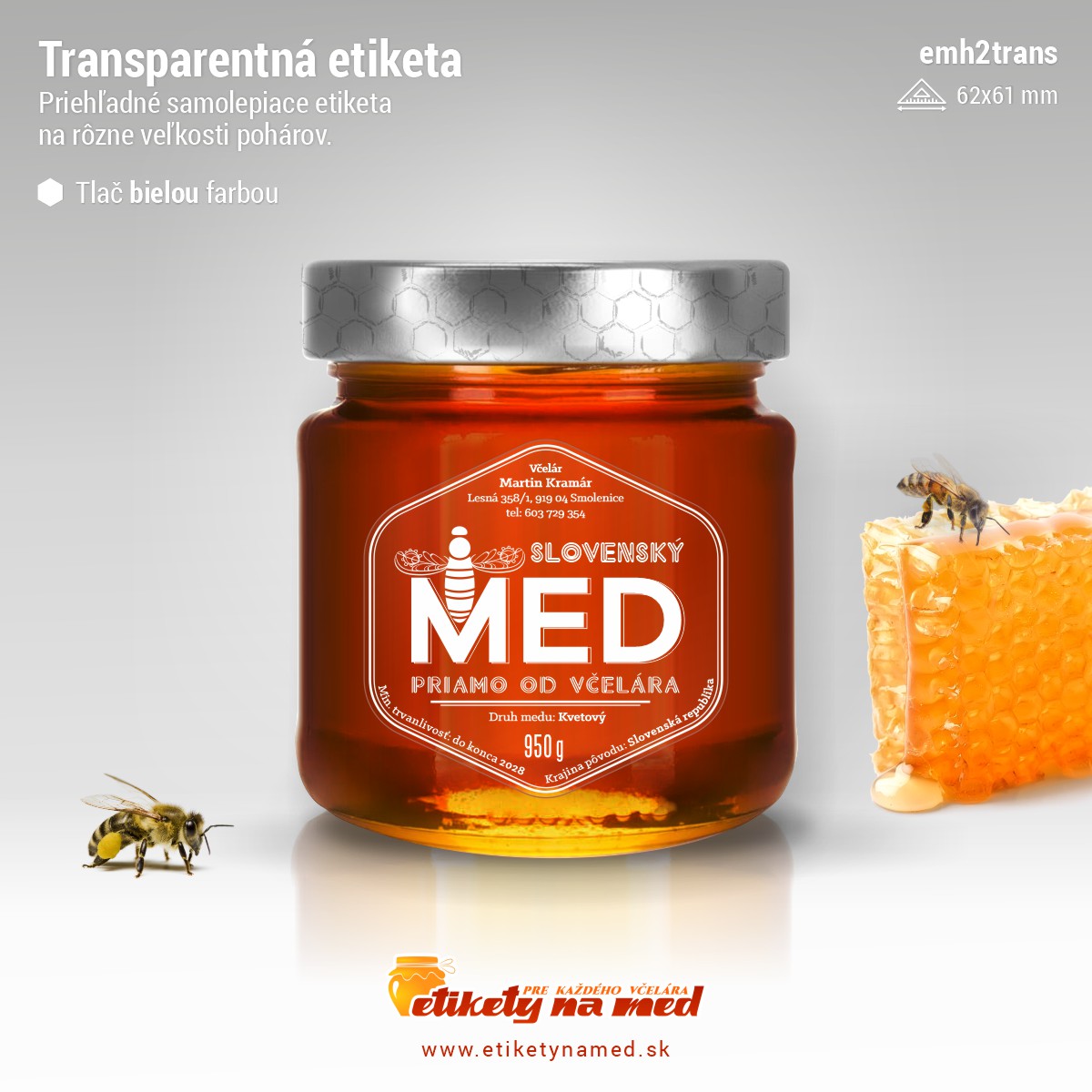 Transparentn&aacute; etiketa &ndash; biela farba - emh2trans-bw 13
