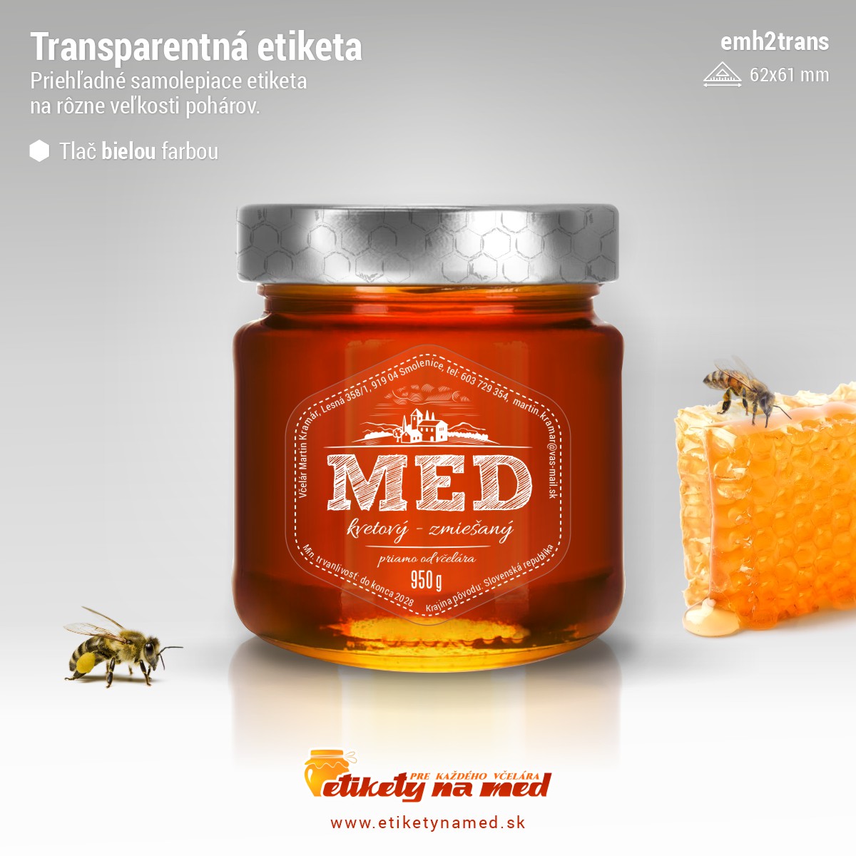 Transparentná etiketa – biela farba - emh2trans-bw 3
