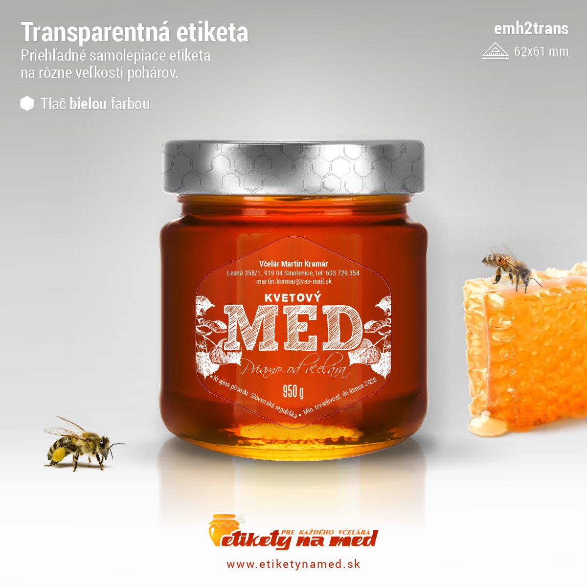 Transparentná etiketa – biela farba - emh2trans-bw 6