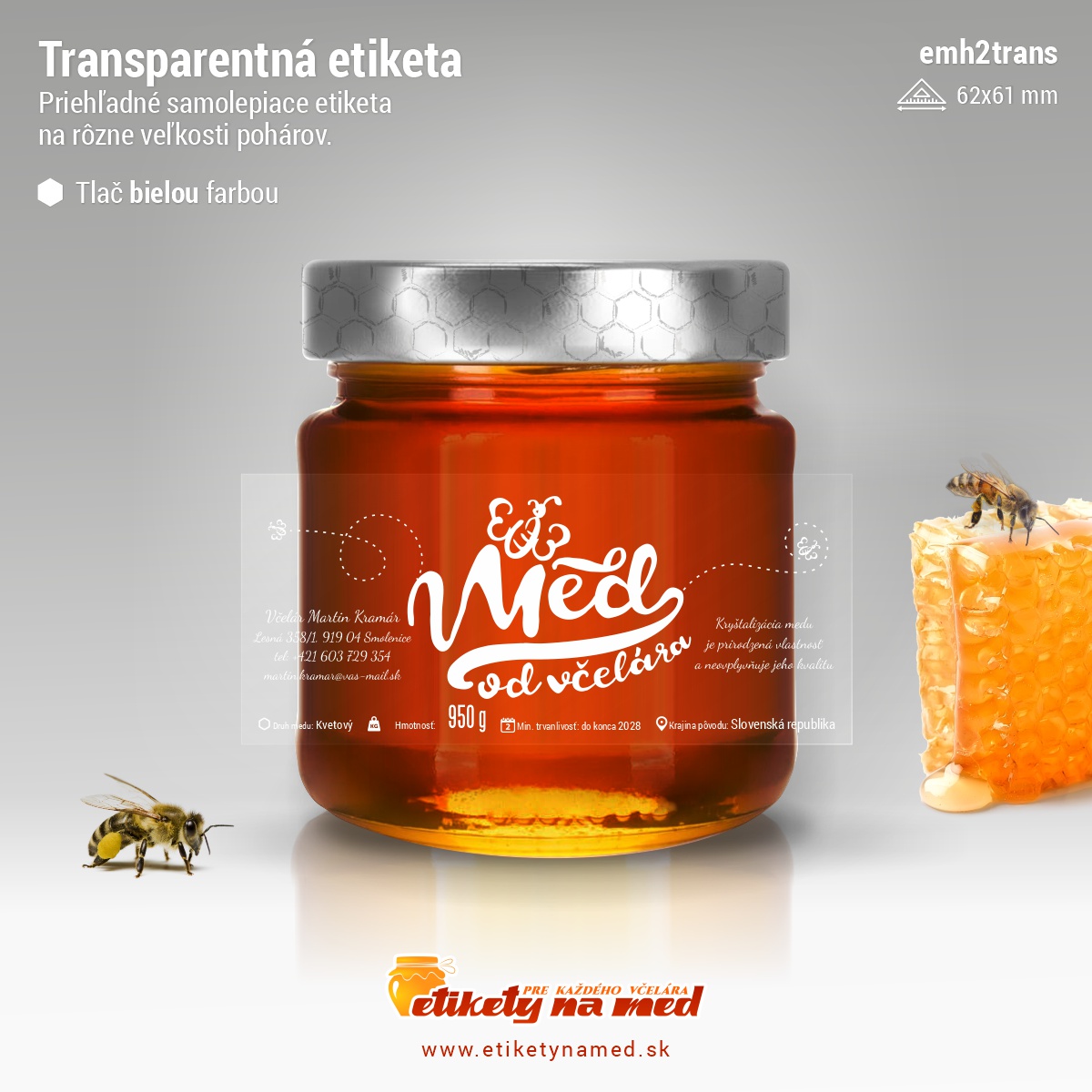 Transparentná etiketa – biela farba - emvtrans-bw 11