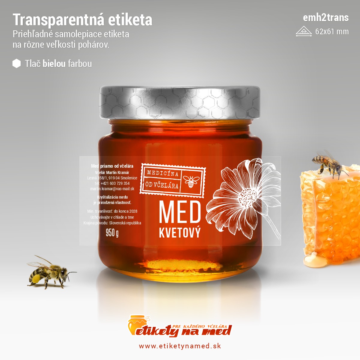 Transparentná etiketa – biela farba - emvtrans-bw 17