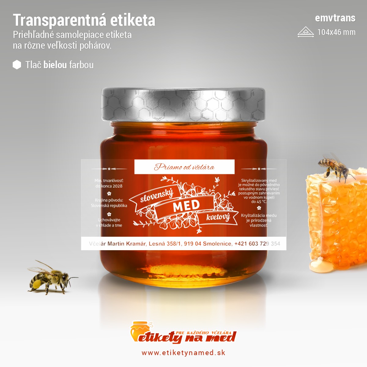 Transparentn&aacute; etiketa &ndash; biela farba - emvtrans-bw 21