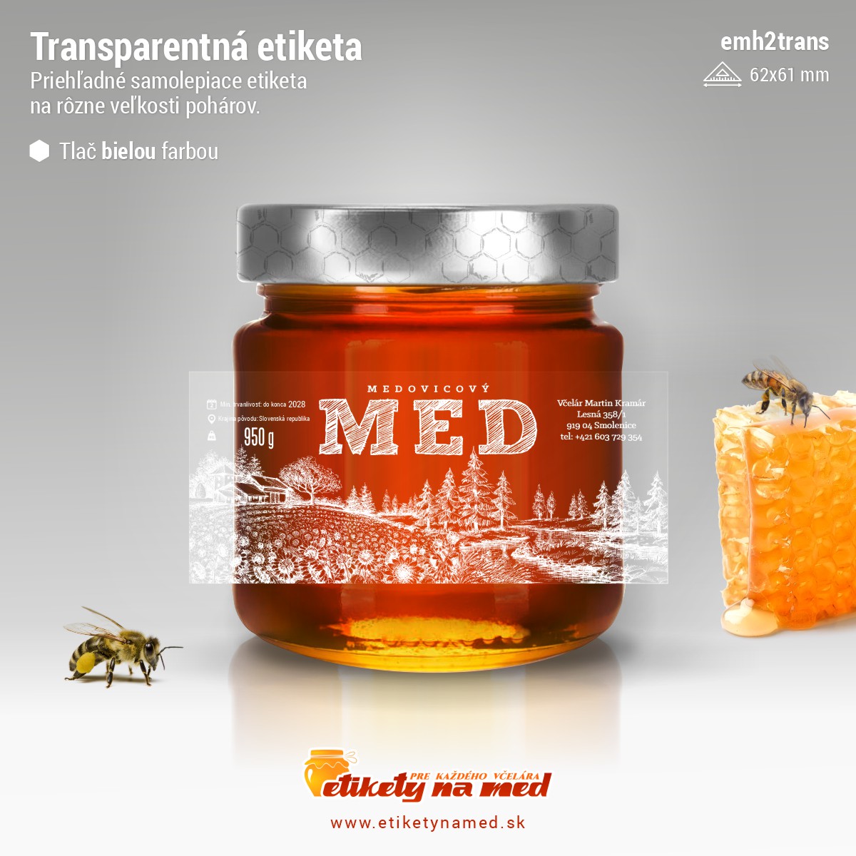 Transparentná etiketa – biela farba - emvtrans-bw 6