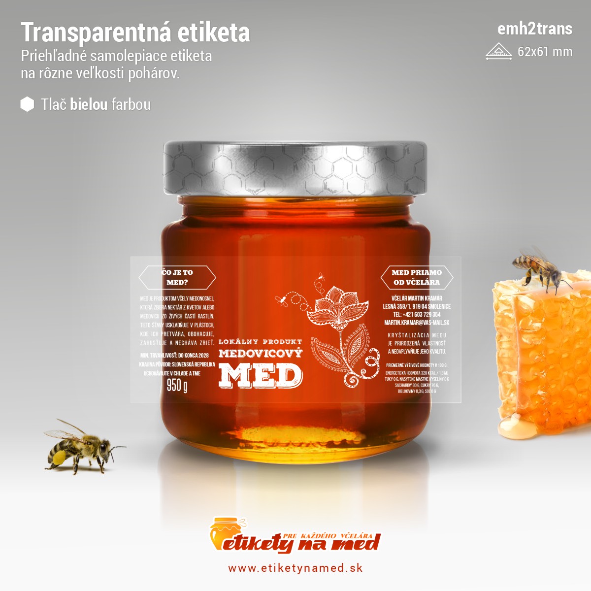 Transparentná etiketa – biela farba - emvtrans-bw 7