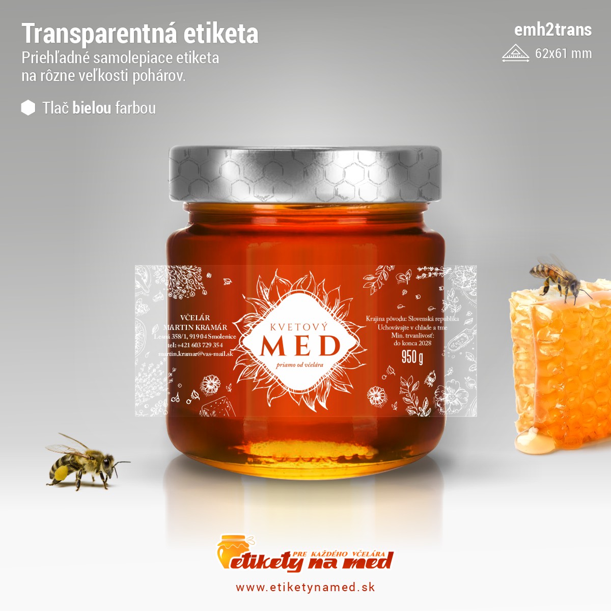 Transparentná etiketa – biela farba - emvtrans-bw 8