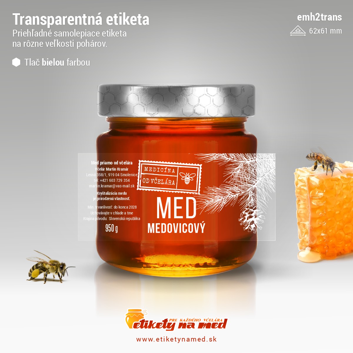 Transparentná etiketa – biela farba - emvtrans-bw 9