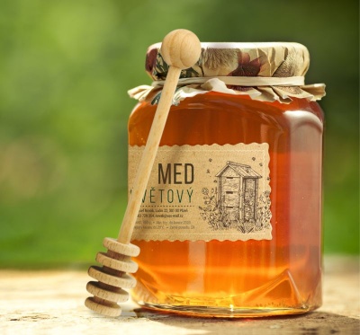 Palička na med - drevená s guličkou